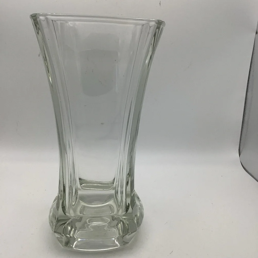 Elegant  French Four Sided Clear Glass Vase